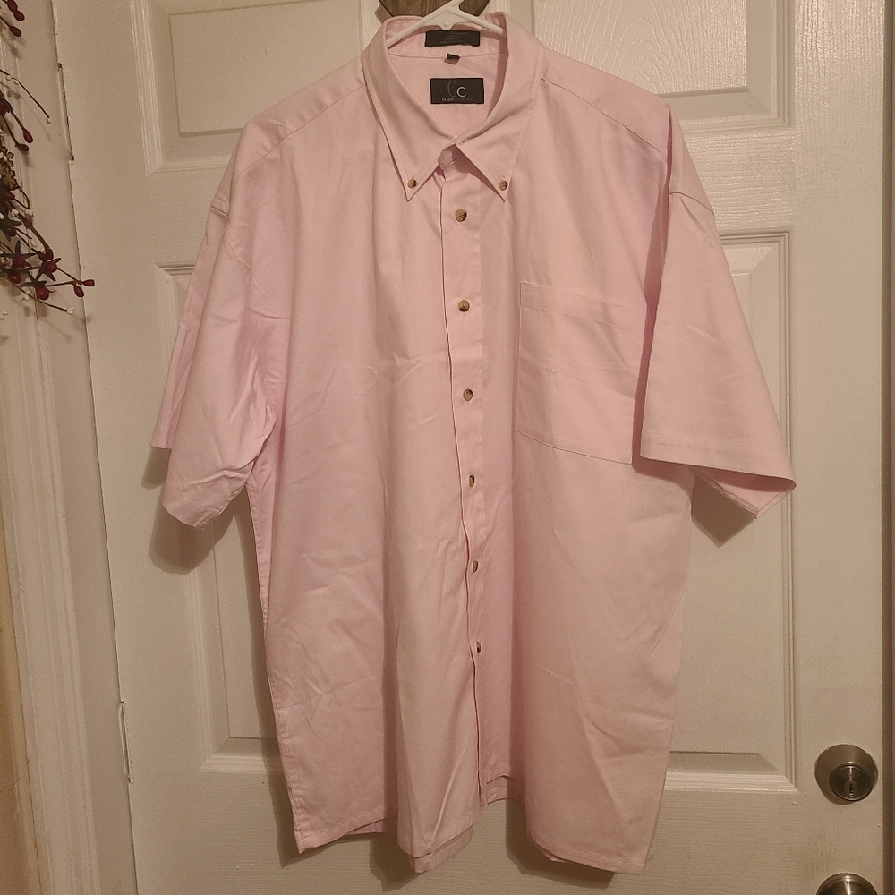 (690) Cassini Collection Men's Short Sleeve Shirt, Size: Large Color: Pink